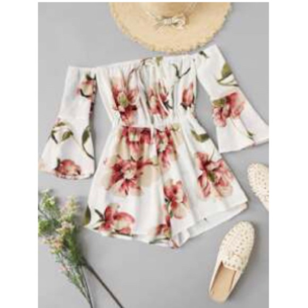 Adorable White Floral Romper